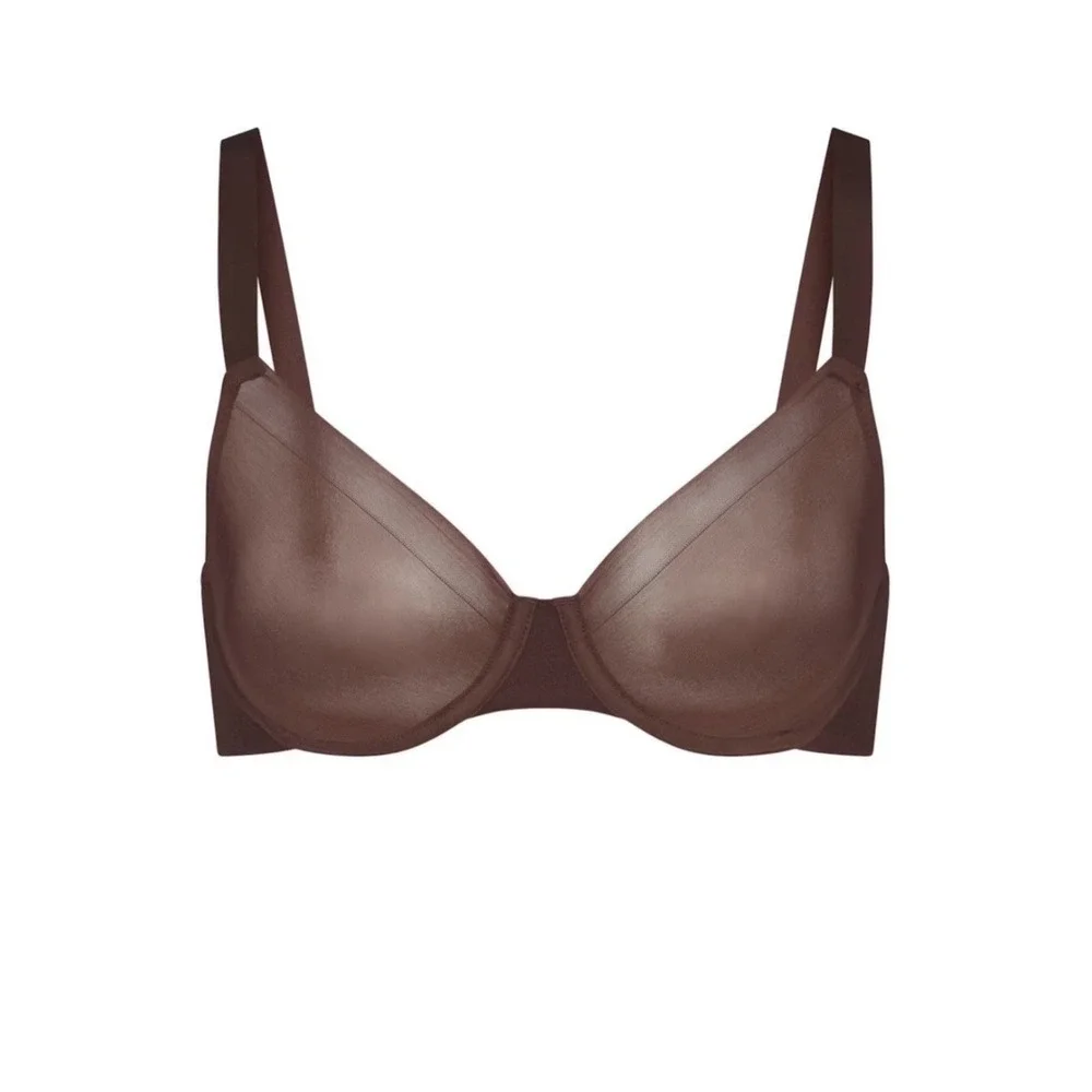 Skims Fits No Show Molded Unlined Demi Bra - New - Cocoa - 34D